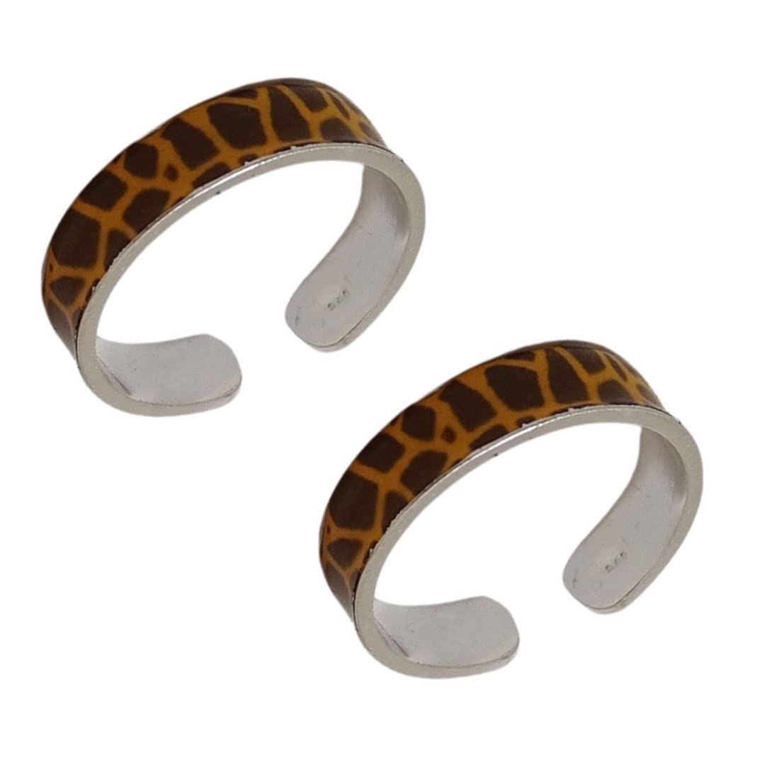 sahiba gems 925 Sterling Silver Lava Enamel Paint Toe Ring/Bichhiya For Women ~ 2 Piece-picture-32