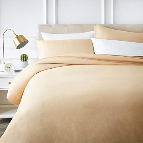 AmazonBasics - Set de funda de edredón de polialgodón, 200x200cm/50x80cmx2 - Arena