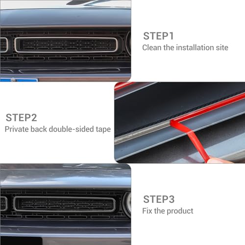 Image of for Challenger Front Grill Mesh Grille Inserts Trim Cover for Dodge Challenger 2015-2023 Black Carbon Fiber Grain Exterior Accessories 2pcs