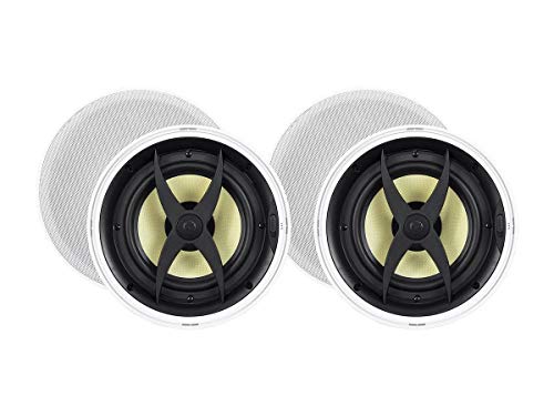 Image of Monoprice 2 Way in-Ceiling Speakers - 8 Inch (Pair) with Aramid Fiber and Titanium Silk Drivers - Caliber Slim Series