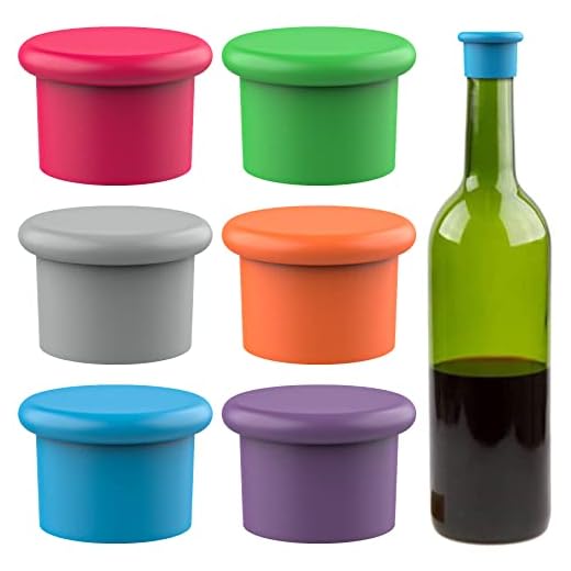 Silicone Wine Stoppers – Replace a cork – Airtight seal on Wine Bottles – Reusable Beer Bottle Cover – Wine Bottle Stopper – Wine Saver – Wine Gifts – Easy to clean! (6 Pack, Assorted)