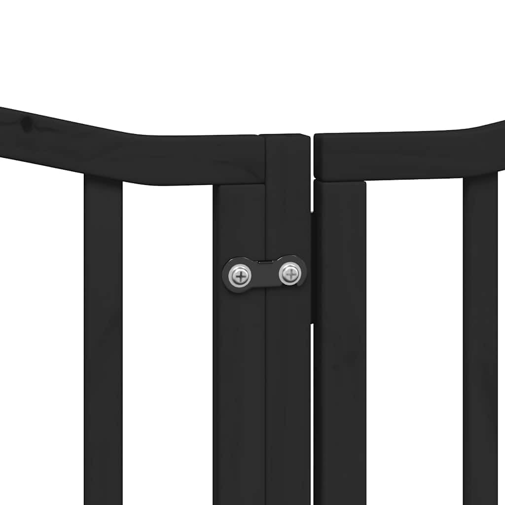 12-TLG. Puerta plegable para perros de madera de álamo, color negro, 600 cm, con puerta, independiente, para jardín, terraza, patio, exterior, protección segura para cachorros y perros en el