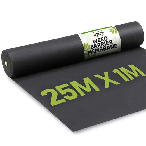 ASAB Weed Control Membrane | Non Toxic Ground Cover Roll | Landscape Fabric Garden Orchard | Lightweight Durable | Breathable (1m x 25m)