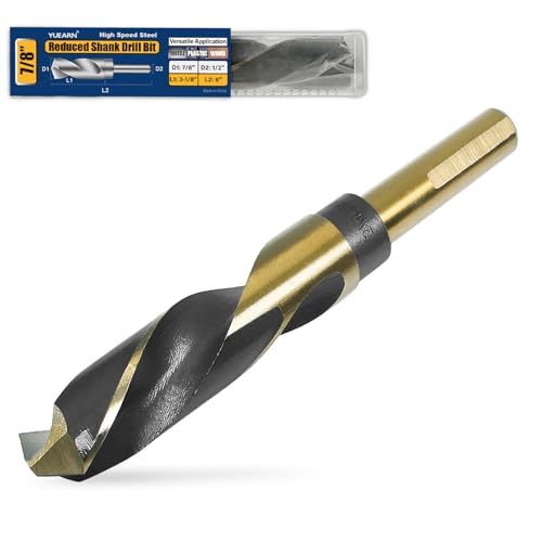 7/8 Inch Drill Bit | Reduced Shank High Speed Steel | HSS 4241 for Steel and Iron | 1/2 Shank for Heavy Duty Drilling