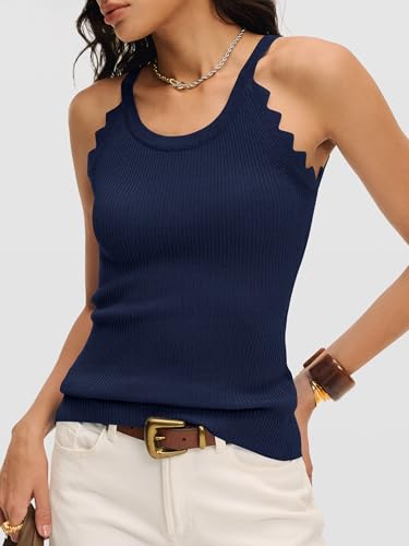 Image of ANRABESS Womens Summer Tank Tops Sleeveless Ribbed Camisole | Spaghetti Strap Cami Sweater, Soft Lightweight, Slim Knit, Casual Beach Vacation Travel Office Clothes, Spring Fall Layering