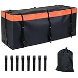 COSTWAY Coffre Attelage 453 L, Coffre Arrière pour Attelage de Remorque avec PVC Imperméable 8 Sangles Renforcées Sac de Rangement, pour Tous les Véhicules avec Porte Bagages Attelé