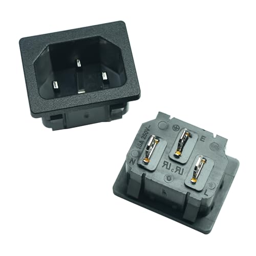 FILSHU IEC320 C14 Panel Mount Plug Adapter,15A 250VAC Power Connector Socket,3 Pins Inlet Power Plug Socket(Pack of 2) - Thumbnail 2