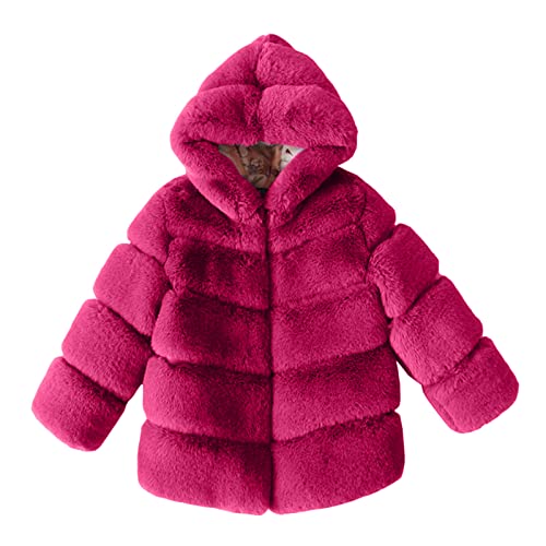 Girls Faux Fur Jacket Plush Sherpa Teddy Coat with Hood Toddler Winter Coats Warm Fuzzy Trendy Jacket