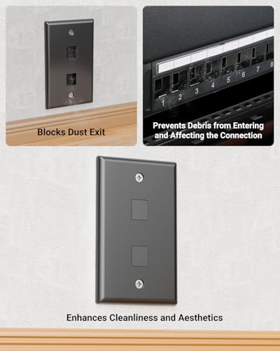 VCE UL Listed (20-Pack) Blank Keystone Jack Inserts for Keystone Wall Plate and Patch Panel, Black - Thumbnail 5