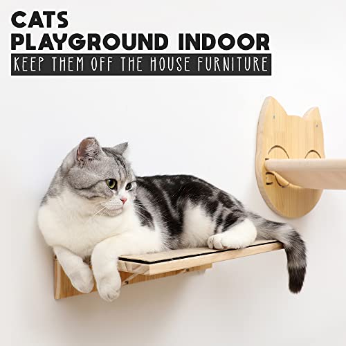 Bcoh Cat Wall Shelf And Bed For Kitten - Wall-Mounted Cat Bed & Furniture- Wooden Cat Hammock For Wall - Cat Shelves And Perches For Sleeping And Playing – Solid Wood Cat Climbing Shelf For Indoor #TOP2