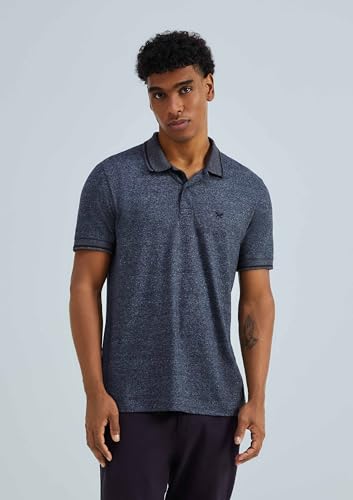 Camisa Básica Masculina Polo Em Malha Texturizada Preto M