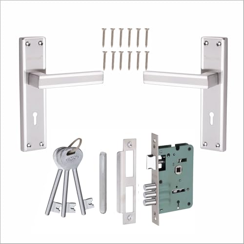 Image of Milton 7 Inch Stainless Steel Two Tone Mortise Lock Set MSS-Silova,
