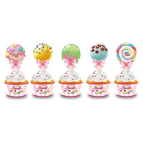 Josimen Lollipop Cupcake Toppers and Wrappers Cover