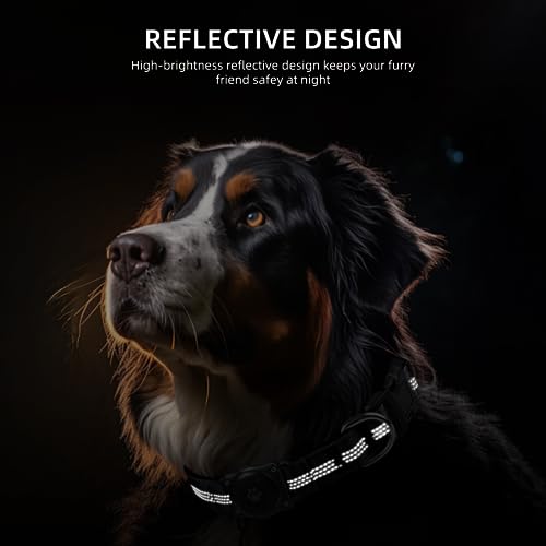 Upgraded Airtag Dog Collar Ip68 Waterproof Air Tag Dog Collar Holder Reflective Ultradurable Comfortable Padded Heavy Duty Dog Collars for Small Medium Large Dogs s 106136 Black  Cucciolini Doodles Upgraded airtag dog collar ip68 waterproof air tag dog collar holder reflective ultra durable comfortable padded heavy duty dog collars for small medium large dogs s 10 6 13 6 black   cucciolini doodles