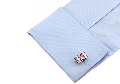 MRCUFF Pink Crystal with Clear Accents Cufflinks in Presentation Gift Box & Polishing Cloth3