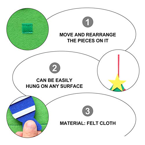 GARNECK Árvore de Natal de feltro para crianças feita à mão árvore de Natal com ornamento, presente