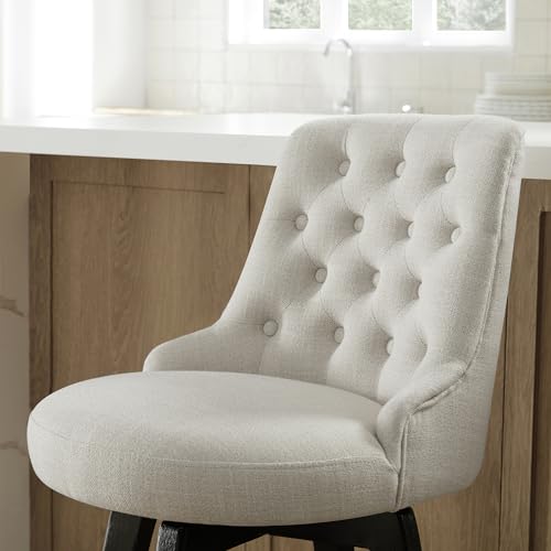 Image of Watson & Whitely Counter Height Bar Stools Swivel Barstools, Fabric Linen