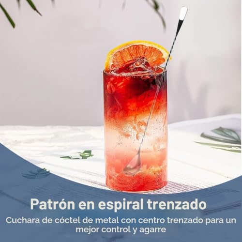 Miniatura 5 de Cuchara De Cóctel De Acero Inoxidable De 15 Pulgadas, Cuchara Mezcladora Con Patrón En Espiral, Cuchara De Barra Con Mango Largo Para Cócteles,Batidos,Café,Jugo,Té