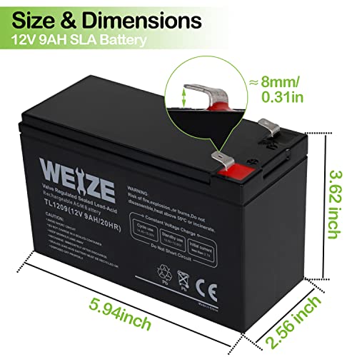 Weize 12V 9Ah Rechargeable Sla Battery For Razor E200 / E200S / E225 / E300,Apc Ups Computer Backup Power (Bx1300Lcd), Apc Back-Ups Ns 1250, 2 Pack #TOP3