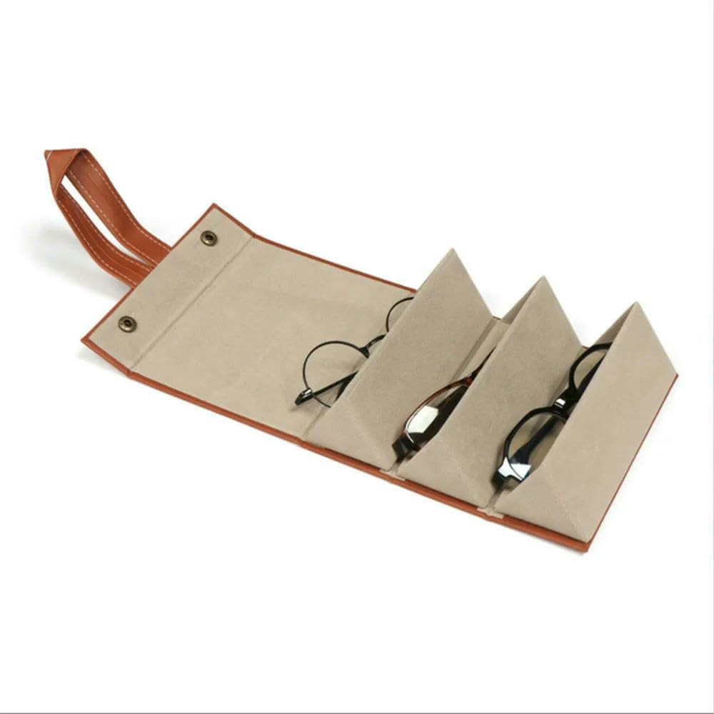 JJDFW Multifunktionale Aufbewahrungsbox für Schmuck und Brille, Geschenkbox, kariert, mehrere Fächer, Brillenetui aus PU-Leder