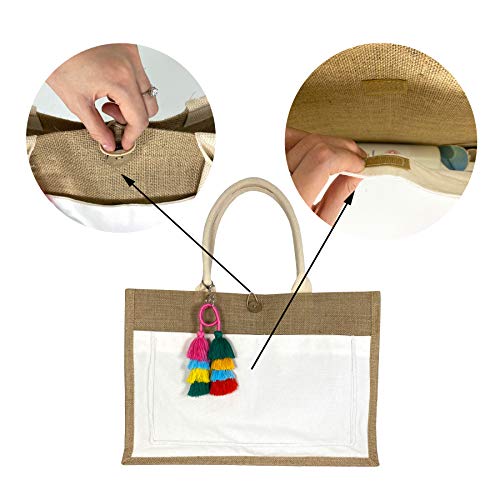 Image of Hibala Woven Large Beach Bag Straw Beach Tote Handmade Weaving Shoulder Tassel Bag Handbag