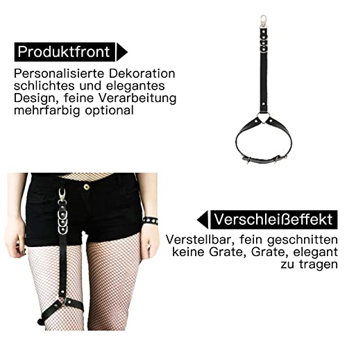 BIAOQINBO Punk PU lederen kousenband voor dames, dijbeen, ring, harnas suspenser, gothic rok, beenring, tailleriem, verstelbare met metalen clip - Image 4