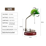 Bankers Lamp, Traditional Green Desk Lamp with Solid Birch Wood Base, Green Glass Antique Library Lamp with Pull Chain Switch, Plug in Vintage Bankers Desk Lamp for Office, Study Room 【E26 Socket】 - Image 2