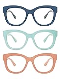 AMOMOMA AM6003 Damen Retro Oversized Lesebrille mit blauem Lichtblock und...