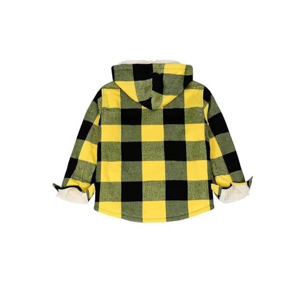 ZENTHACE Boys Sherpa Fleece Lined Flannel Plaid Button Down Shirt Jacket,Hooded Flannel Shirt with Hand Pockets - Image 3