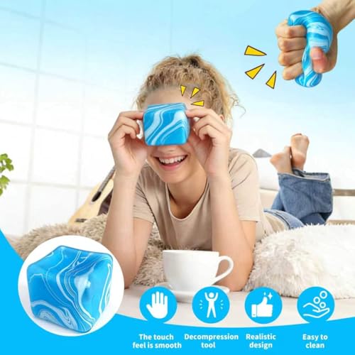 2.2 Inch Slow Rise Fidget Toys,Squishies Ice Cube Shape, Sensory Toy for Kids, Stress Relief Squeeze Balls, Easter Basket Stuffers for Boys Girl(Blue) - Image 5
