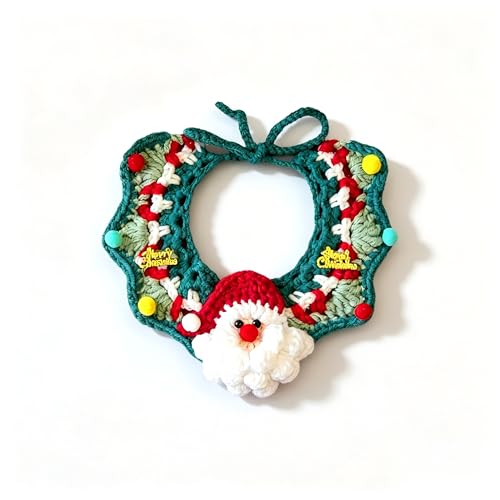 Corona de Navidad de ganchillo hecha a mano, collar exclusivo YuanFl para gatos elegantes 2