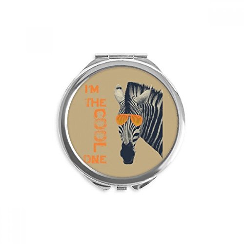 Miroir animal de poche zèbre rond marron DIYthinker portable pour maquillage quotidien