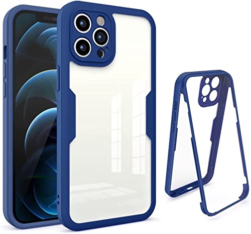 Coque iPhone 13 Pro Max avec protection intégrale 360 et cadre TPU bleu