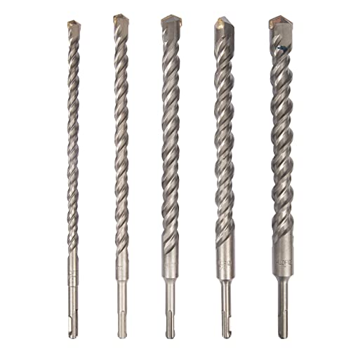 Hlofizi Sds Plus Bits 5-Piece Rotary Hammer Drill Bits Set For Masonry Concrete Block Brick Stone, 1/2", 5/8", 3/4", 7/8", 1" X 12" #TOP7