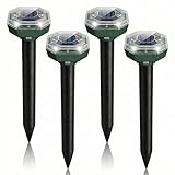 Mole Repellent Solar Powered, 4 Pack Ultrasonic Gopher Repeller, Waterproof Outdoor Pest Repellent for Moles, Gophers, Voles, Skunks in Yard, Lawn, and Garden