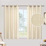 LAMIT Faux Linen Curtains for Bedroom, Light Filtering Panels, Grommet Privacy Protected Linen Sheer