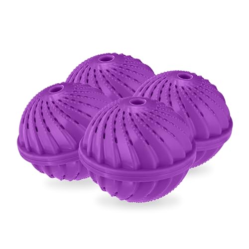 Relaxdays Boule de Lavage, lot 4, pour Machine à Laver, protège l’Environnement et la Peau, sans lessive, Violette