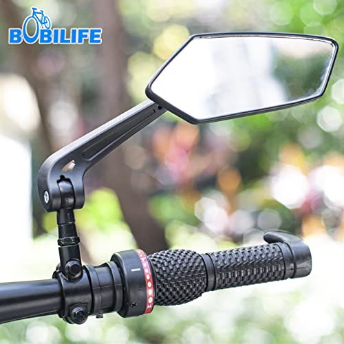 Bike Handlebar Rearview Mirror 2 Pack - Rotatable And Adjustable Wide Angle Hd Safe Glass Rear View Shockproof Side Flat Mirror Universal For Bike Bicycle E-Bike #TOP6