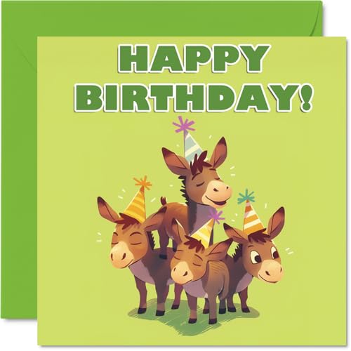 Stuff4 Donkey Birthday Cards for Her or Him, Party Animals Pyramid