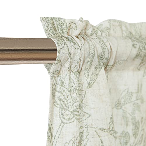 Lazzzy Kitchen Tie Up Valance Curtain Linen Floral Farmhouse Valance For Living Room Bathroom Bedroom Country Valances Window Treatments Small Cafe Curtian 20 Inch Rod Pocket 1 Panel Green On Beige #TOP2