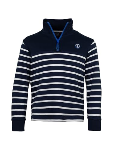 Preisvergleich Produktbild SCHIETWETTER Unisex Kinder Pullover Gustav, Troyer, Rollkragen, Langarm, Longsleeve, Sweatshirt, Reißverschluss Navy-weiß / Indigo 176
