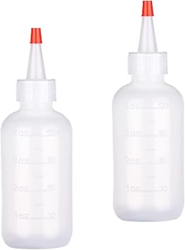 2 Pcs Plastic Squeeze Bottles, 4oz/120ml Clear Seasoning Dispensers with Red Tip Caps, Graduated Applicator Bottle, Reusable Squeeze Containers Squirt Measurement Bottles for BBQ Chilli Sauce Olive