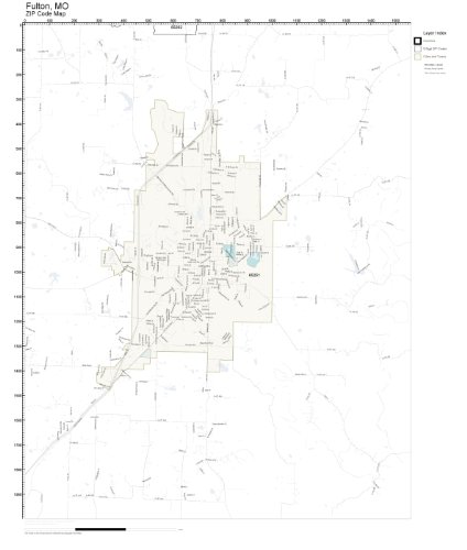 Amazon.com : ZIP Code Wall Map of Fulton, MO ZIP Code Map Not Laminated ...