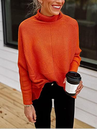 Image of ANRABESS Womens Casual Fall Sweater Turtleneck High Neck Batwing Sleeve Oversized Sweater Dress
