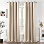 MIULEE Beige Blackout Curtains for Living Room 2 Panel Set, Premium Eyelet Curtains for Bedroom, Thermal Insulated Window Curtain Drapes, Black Out Curtain 102 Drop, Each Panel 55 x 102 Inches