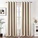 MIULEE Cortinas Salon Opacas 2 Piezas Modernas 140x245 CM, Beige Cortina Dormitorio Sala Anti Luz, Habitacion Cortina Opaca Ventana con Ojales, Fuerte y Suave Cortinas Opacas Termica Aislante Frio