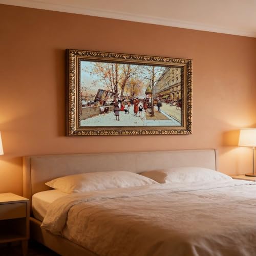 Bouquinistes Sur La Seine par Eugene Galien-laloue - Impression sur toile 40x61 cm