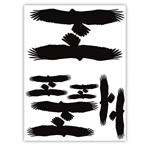 Set de 10 autocollants protection oiseaux et vitres | Silhouettes d’oiseaux contre les oiseaux, porte en verre, vitre de fenêtre, véranda | hin125