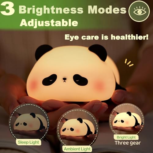 Luminária Panda Dormindo LED Decorativo para Quarto Infantil – Luz Noturna USB com Brilho Ajustável,