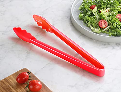 New Star Foodservice 35544 Utility Tong, High Heat Plastic, Scalloped, 12 Inch, Set Of 12, Red #TOP3